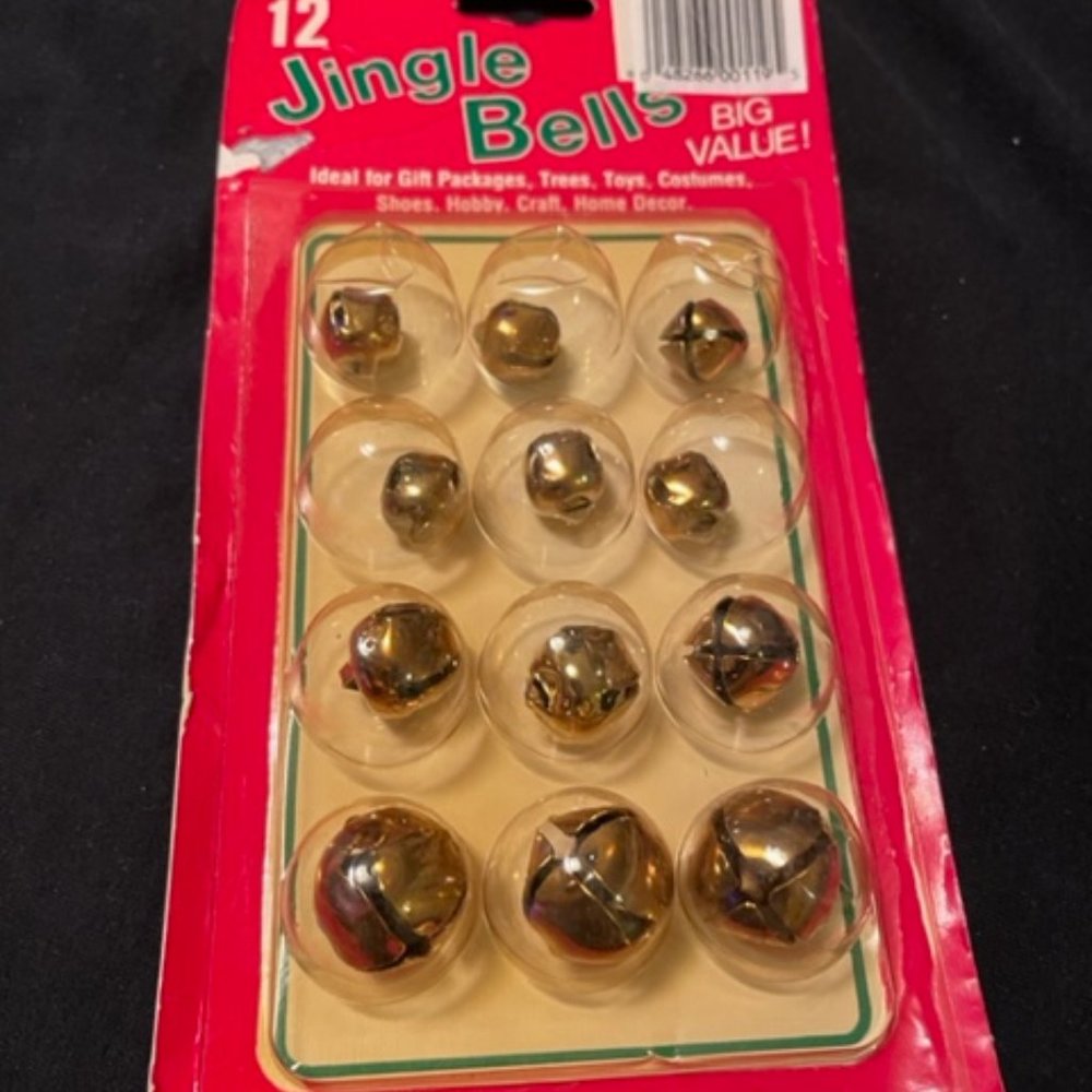 Vintage Criterion Bell Goldtone Jingle Bells  12 pcs of assorted sizes.  New